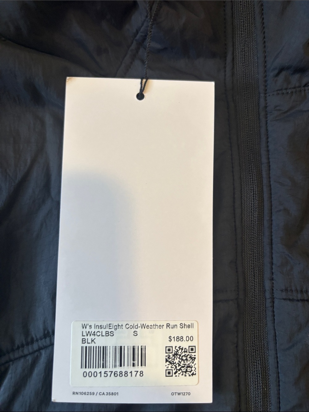New Lululemon Women’s InsulEight Cold Weather Run Shell - small - black - Picture 4 of 5